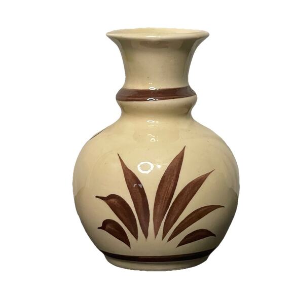 Vintage Mexican Pottery Vase 5" Tall Hand Painted Floral Folk Art Signed Mexico - Picture 3 of 7